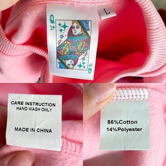 QOS Sweatshirt Kids Mega Ornament Embellish Sequin Rainbow Christmas Pink L GUC - Picture 5 of 7